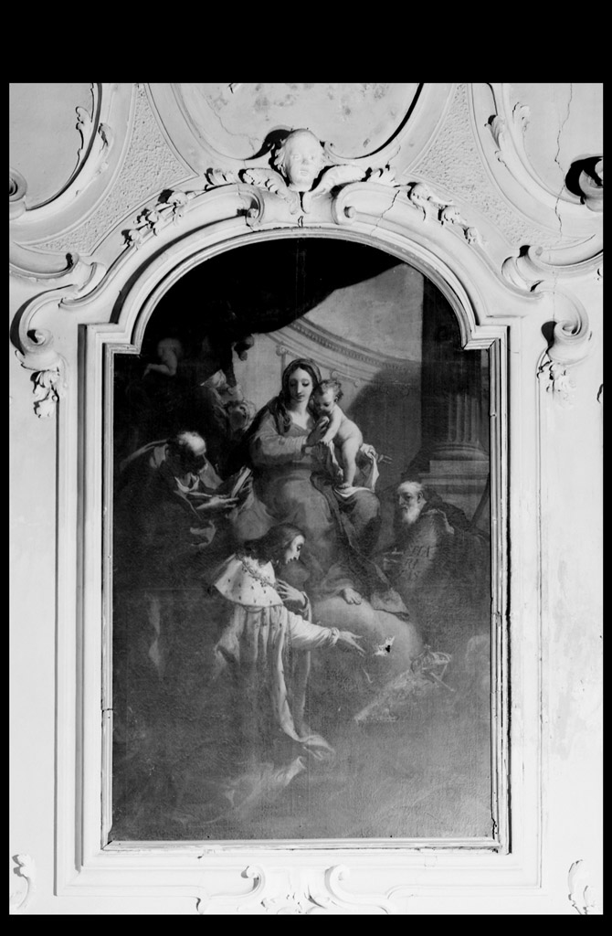 Madonna con Bambino, San Luigi di Francia, San Francesco di Paola, San Giuseppe (pala d'altare) di Gandolfi Gaetano (sec. XVIII)
