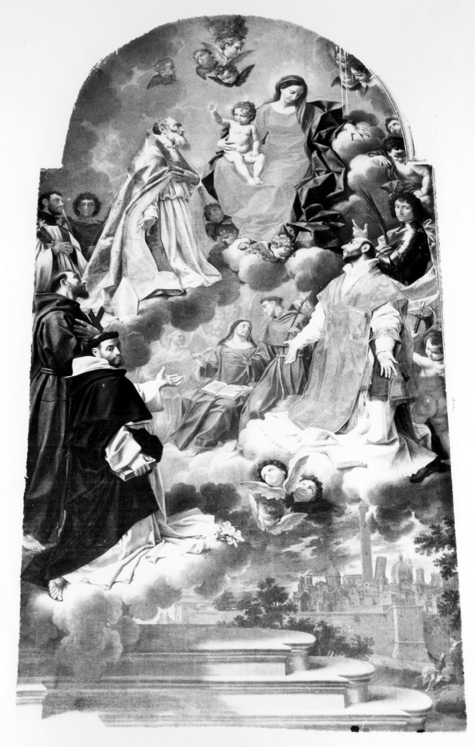 Madonna in gloria con Santi patroni della città di Bologna (dipinto) di Creti Donato (sec. XVIII)