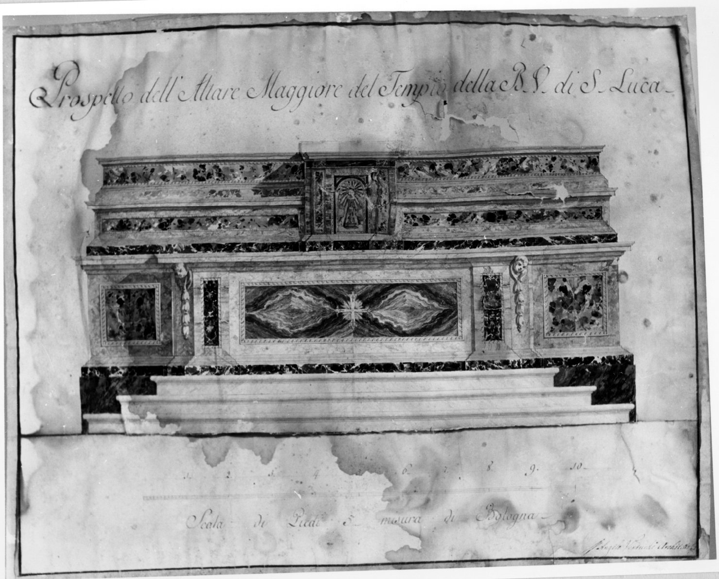 prospetti dell'altare maggiore (dipinto, serie) di Venturoli Angelo (sec. XIX)