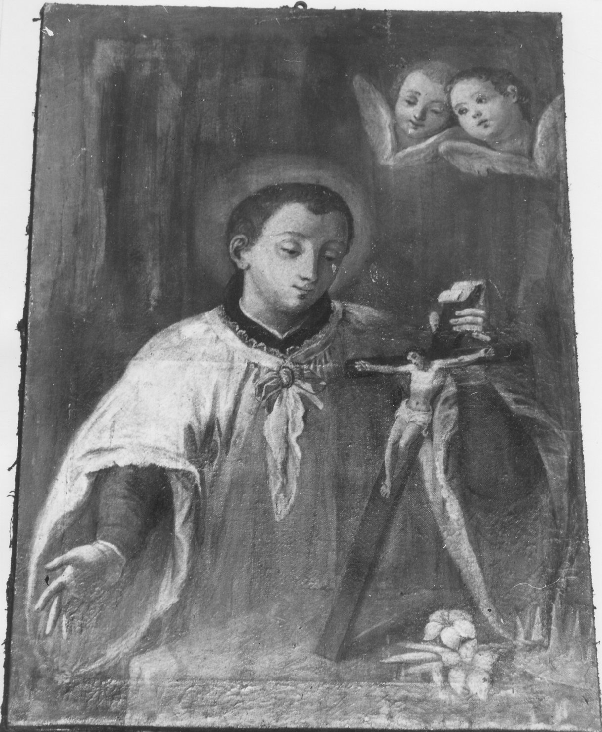 San Luigi Gonzaga in adorazione del crocifisso (dipinto) - ambito emiliano (seconda metà sec. XVIII)
