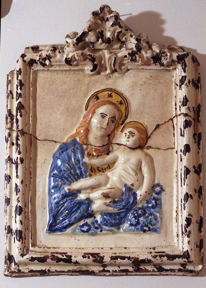Madonna con Bambino (targa devozionale) - manifattura imolese (?) (prima metà sec. XVIII)