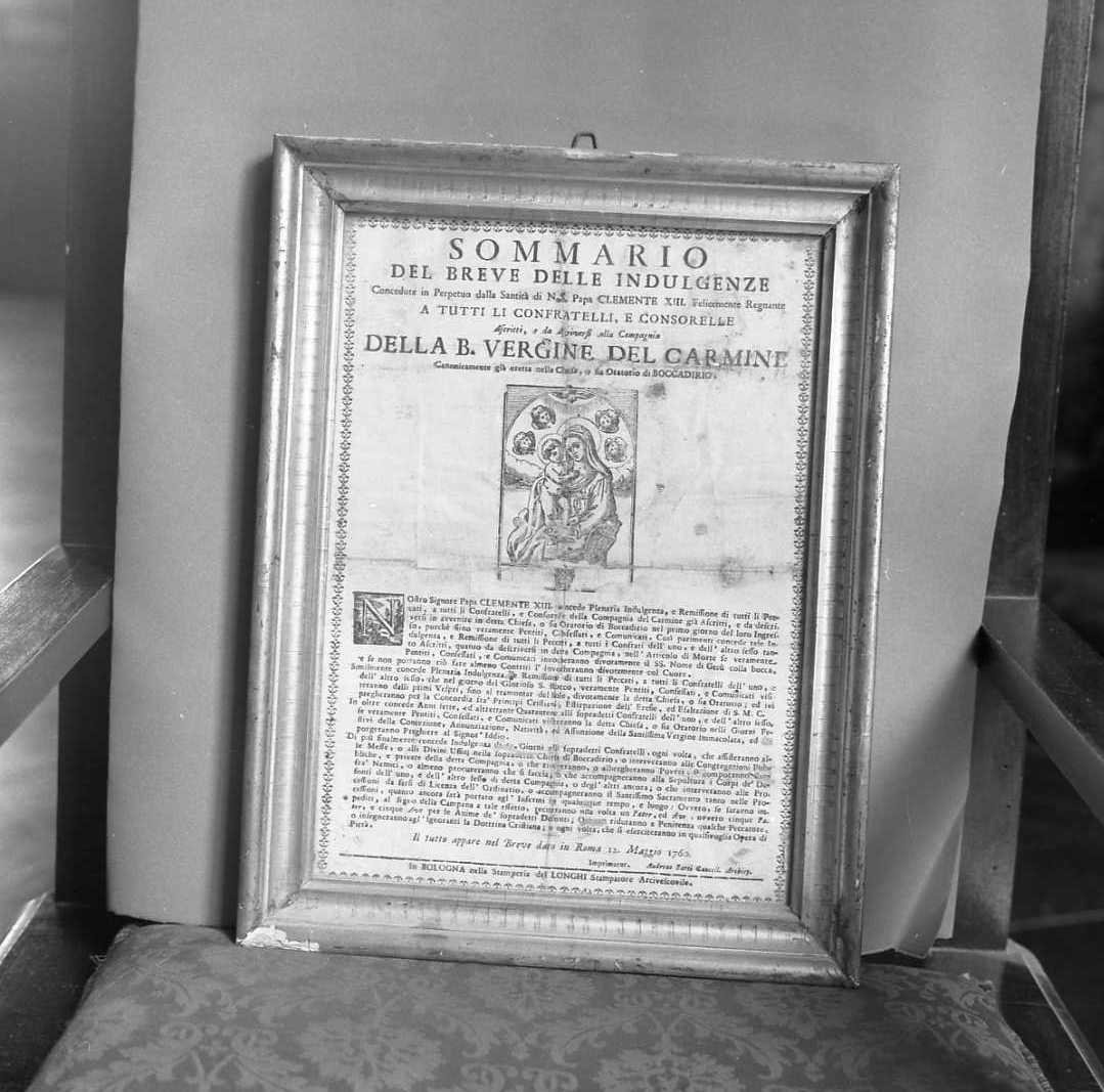 Madonna con Bambino (incisione) - ambito bolognese (sec. XVIII)