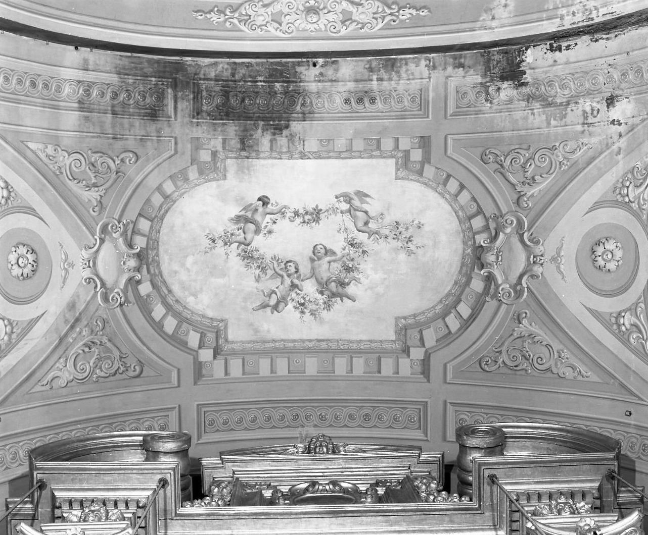 motivi decorativi vegetali con putti alati (dipinto) di Guardassoni Alessandro (sec. XIX)