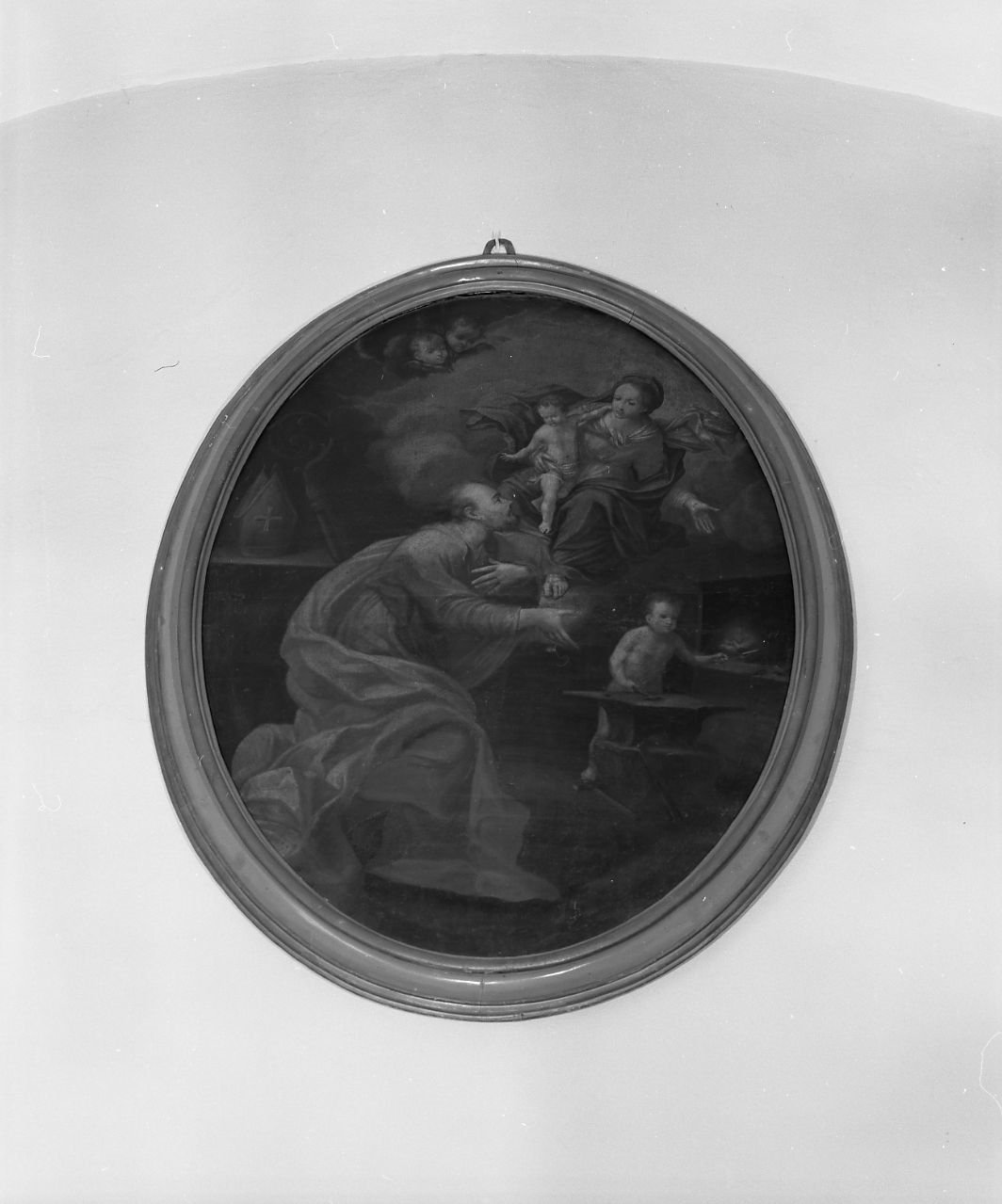 apparizione della Madonna con Bambino a santo (dipinto) - ambito bolognese (?) (sec. XVIII)