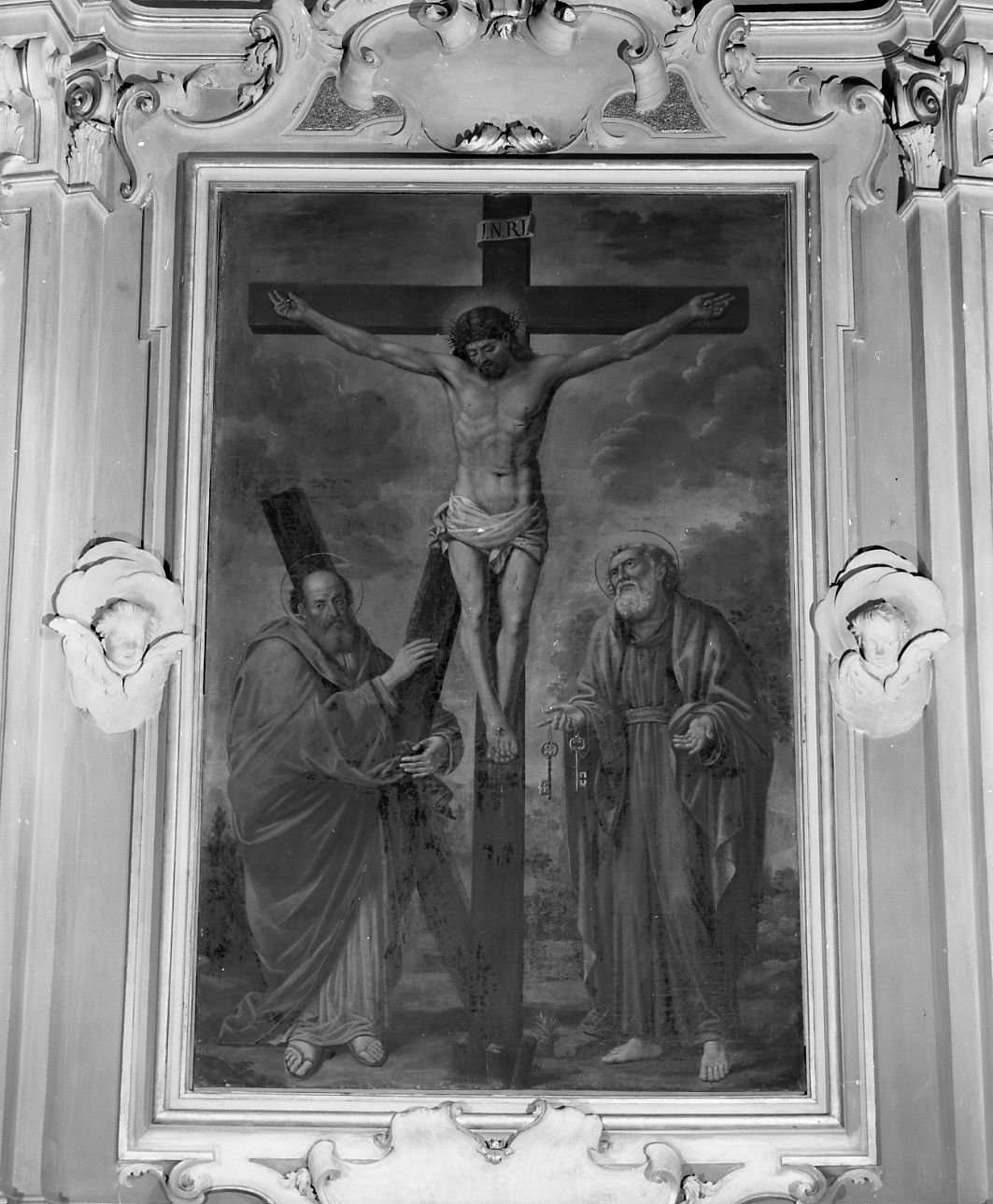 Cristo crocifisso con Sant'Andrea e San Pietro (dipinto) - ambito bolognese (fine/inizio secc. XVI/ XVII)