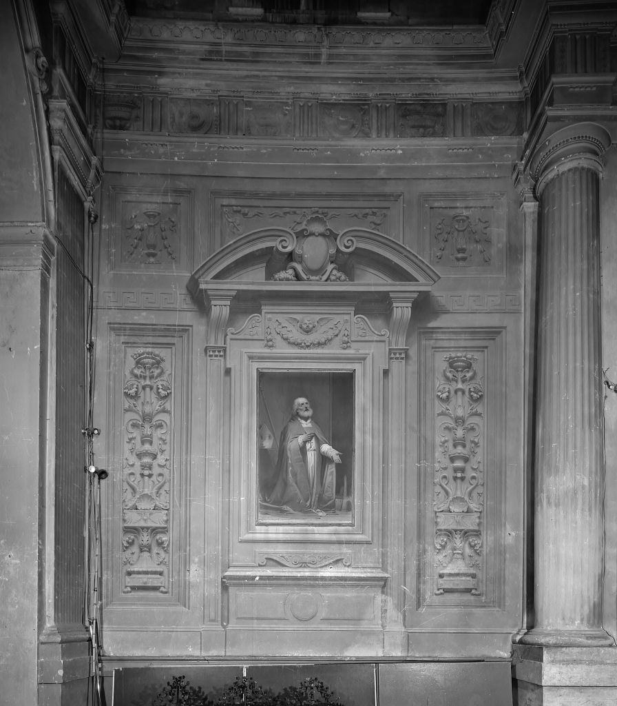 motivi decorativi architettonici; Melchisedec, David (decorazione pittorica) di Tesi Mauro, Guardassoni Alessandro (sec. XVIII, sec. XIX)