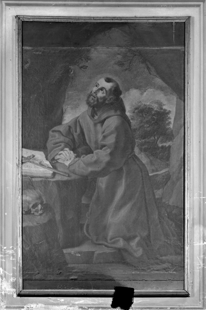 San Francesco in preghiera (dipinto) di Barbieri Giovanni Francesco detto Guercino (maniera) (ultimo quarto sec. XVII)