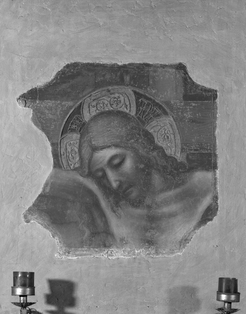 Cristo in croce (dipinto, frammento) di Vitale da Bologna (attribuito) (sec. XIV)