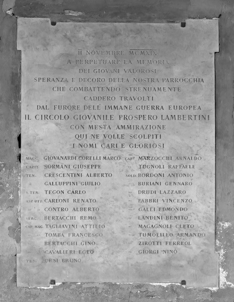 lapide commemorativa - manifattura bolognese (sec. XX)