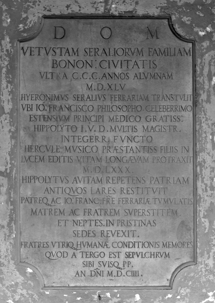 lapide commemorativa - manifattura bolognese (sec. XVII)