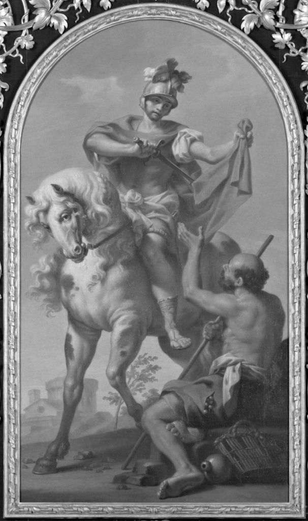 San Martino dona il mantello al povero (dipinto) di Gandolfi Gaetano (ultimo quarto sec. XVIII)