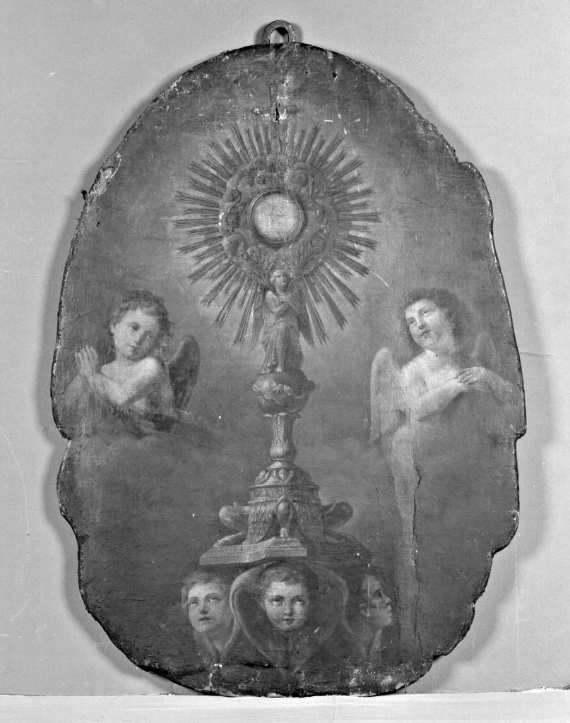 ostensorio e angeli (targa devozionale) - ambito emiliano (ultimo quarto sec. XIX)
