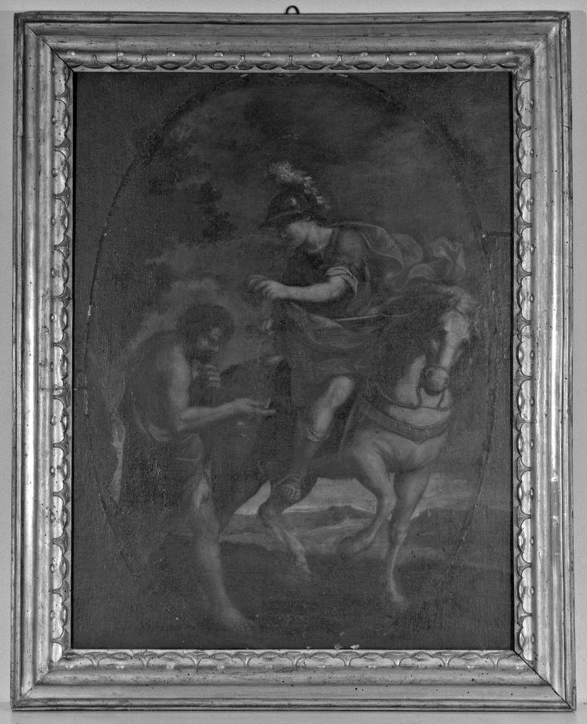 San Martino dona il mantello al povero (dipinto) - ambito bolognese (seconda metà sec. XVII)