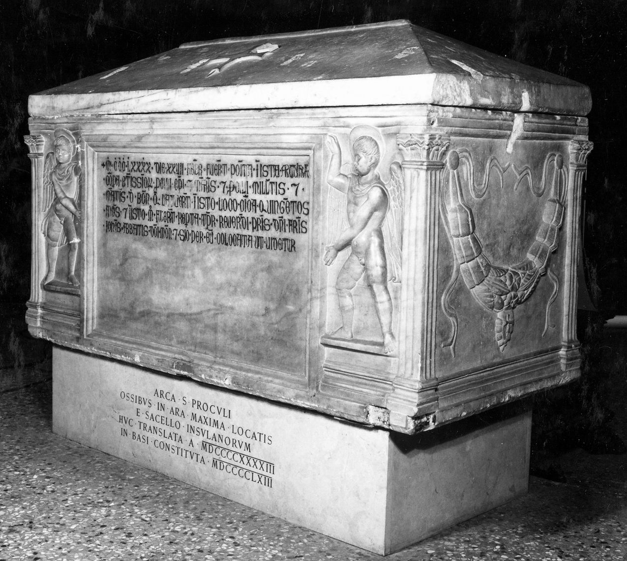 sarcofago - manifattura romana, manifattura bolognese (fine sec. IV, sec. XIV)