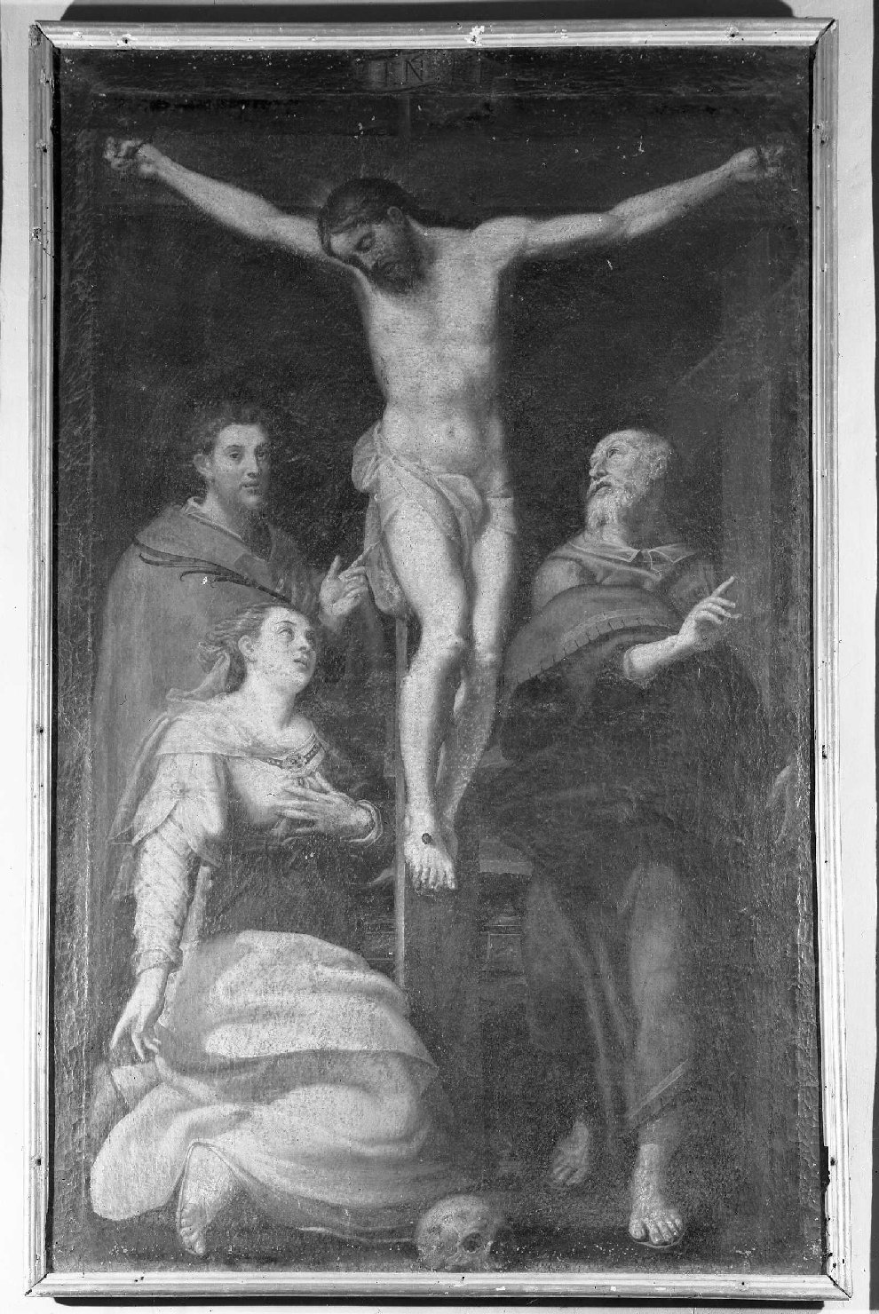 Crocifissione con la Maddalena, Sant'Andrea e un Santo Martire (dipinto) di Lippi Giacomo detto Giacomone da Budrio (prima metà sec. XVII)