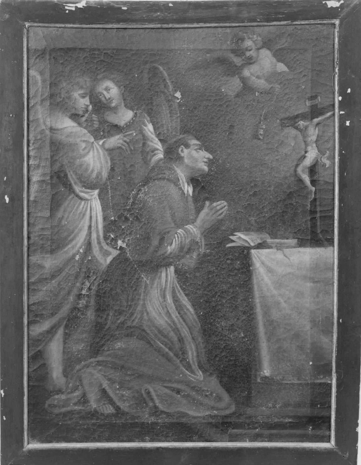 San Carlo Borromeo in adorazione della croce (dipinto) - ambito emiliano (sec. XVIII, sec. XVIII)
