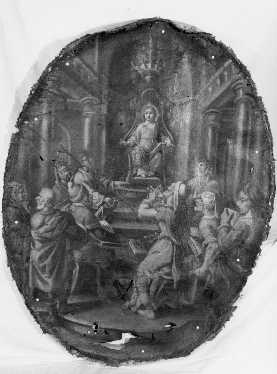 disputa di Gesù con i dottori nel tempio (dipinto) - ambito emiliano (sec. XVIII)