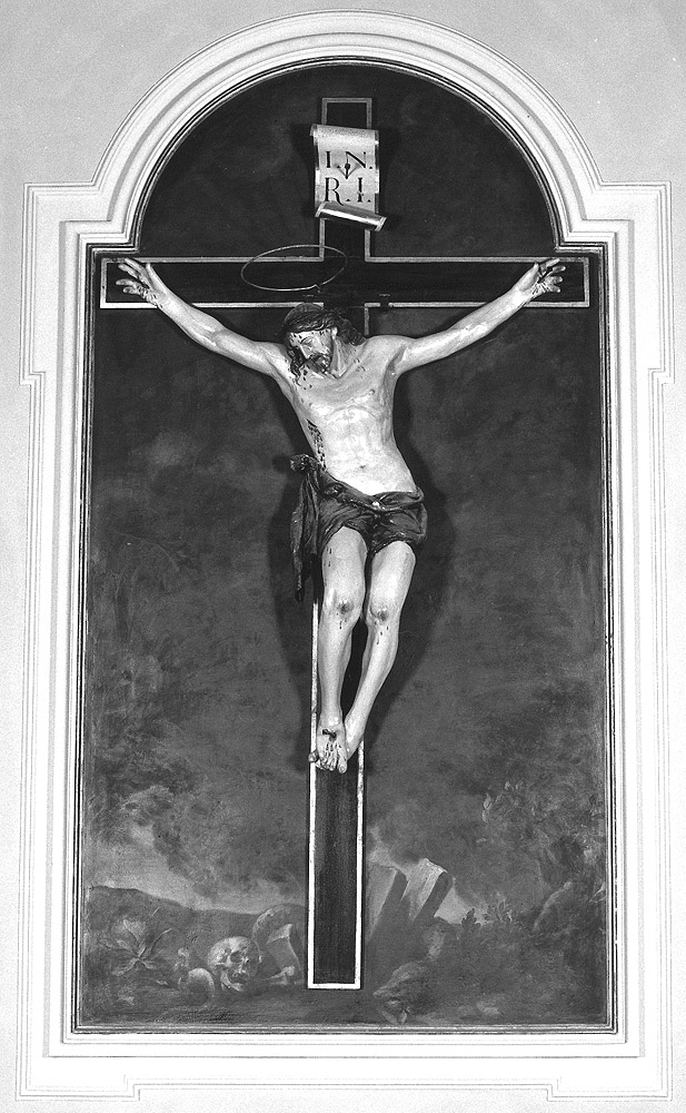 paesaggio con teschio e pietre (dipinto) di Varotti Giuseppe (attribuito) (sec. XVIII)