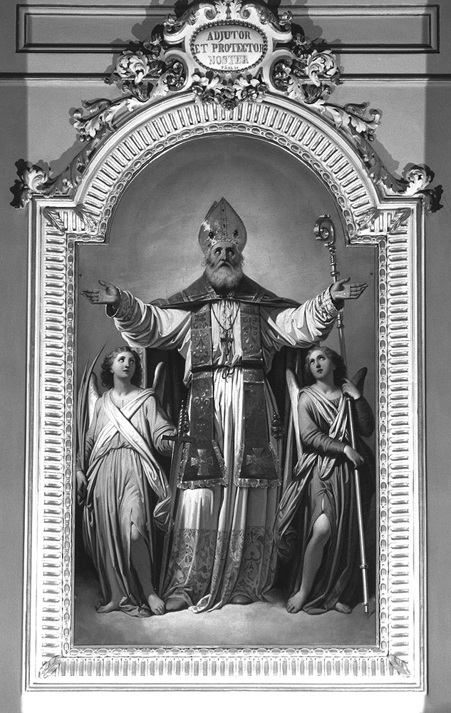Sant'Apollinare tra due angeli (dipinto) di Guardassoni Alessandro (sec. XIX)