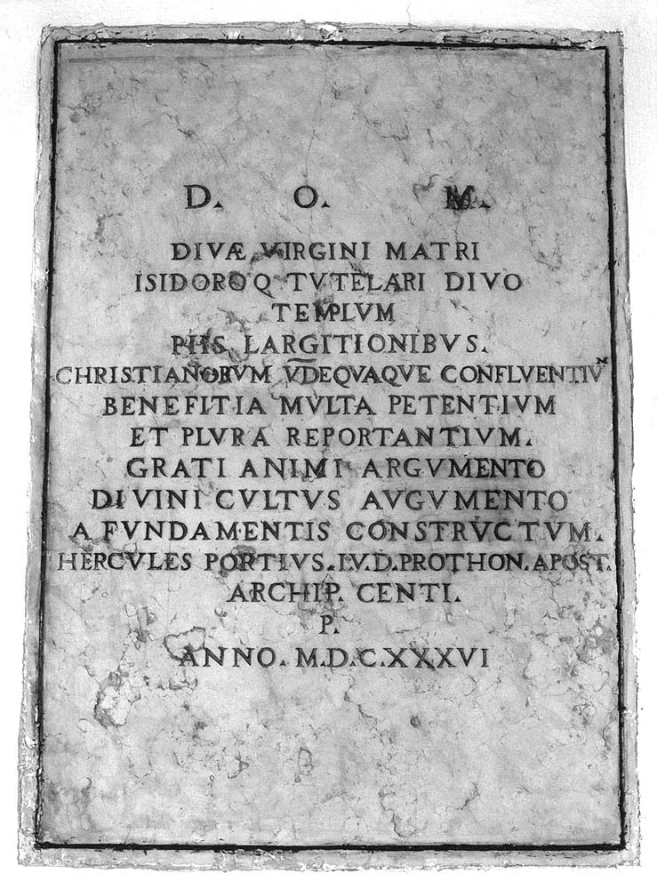 lapide commemorativa - manifattura emiliana (sec. XVII)