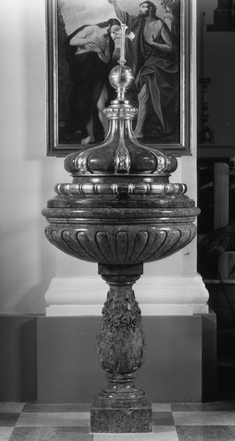 fonte battesimale - a fusto - bottega emiliana (secc. XIX/ XX)