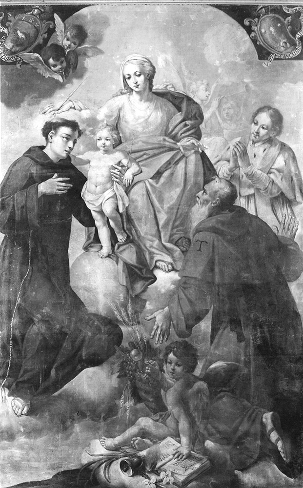 Madonna con Bambino tra Sant'Antonio da Padova, San Luigi IX e Sant'Antonio Abate (dipinto) - ambito bolognese (seconda metà sec. XVIII)