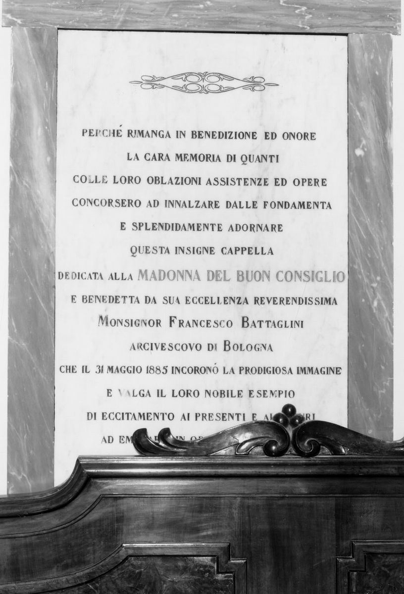 lapide commemorativa - manifattura emiliana (sec. XIX)