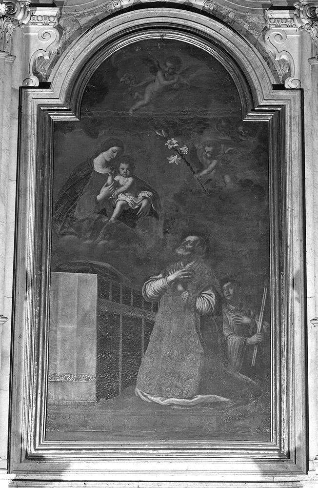San Filippo Neri ha la visione della Madonna con Bambino (dipinto) di Ficatelli Giuseppe Maria, Ficatelli Stefano Felice (sec. XVII, sec. XVIII)