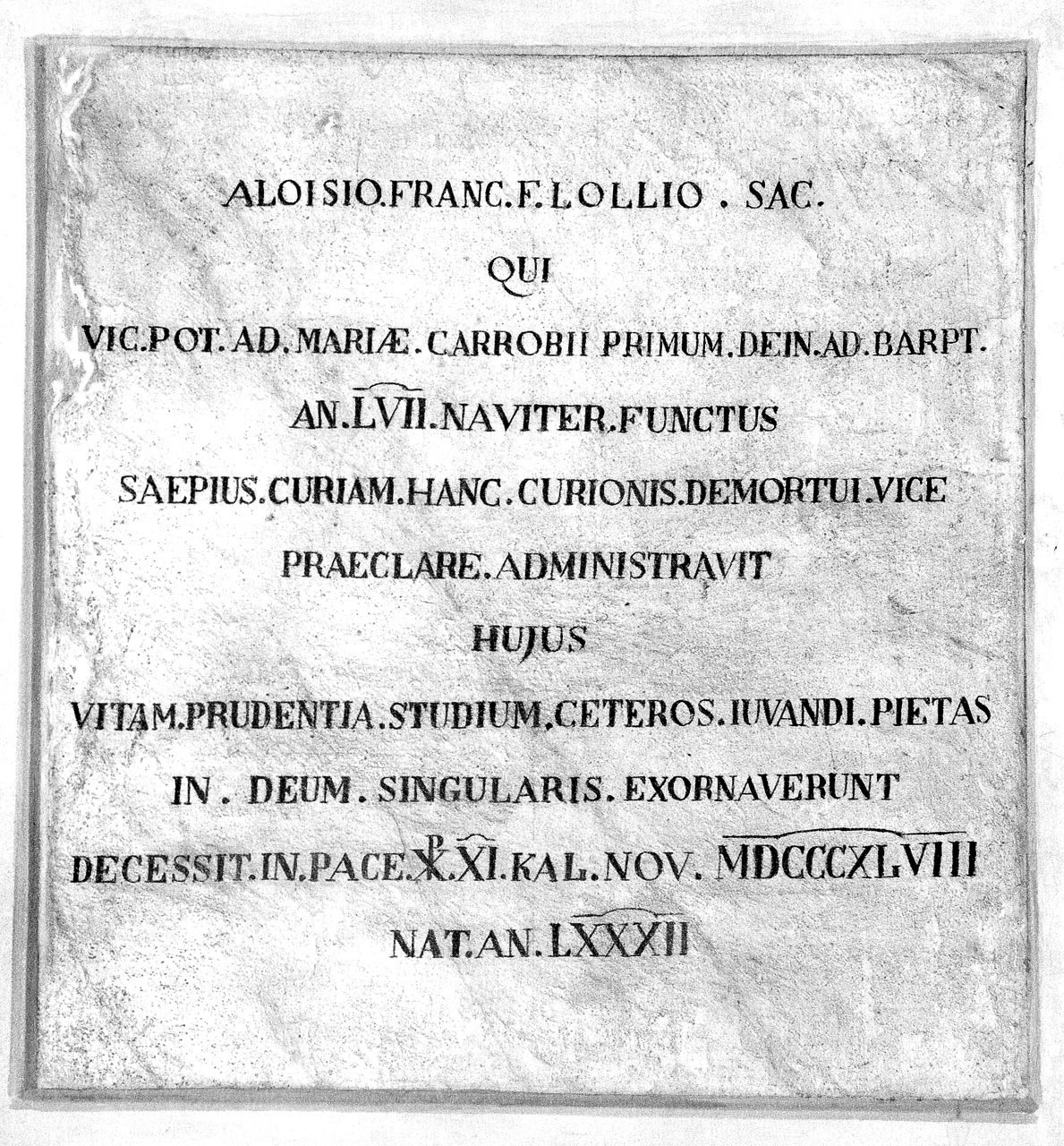 lapide - bottega bolognese (metà sec. XIX)