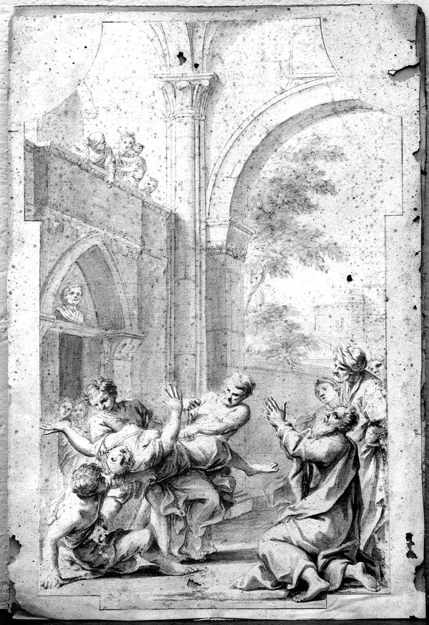 San Bartolomeo libera dal demonio la figlia del re Polimio (disegno) di Franceschini Marcantonio (seconda metà sec. XVII)