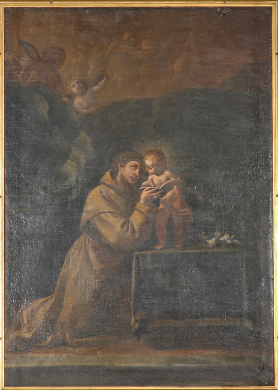 Sant'Antonio da Padova con Gesù Bambino (dipinto) di Tiarini Alessandro (prima metà sec. XVII)
