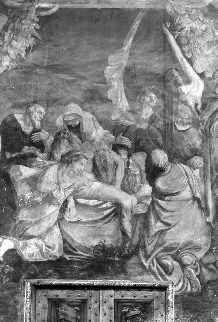 compianto su Cristo deposto (dipinto, elemento d'insieme) di Garbieri Lorenzo (attribuito) (secc. XVI/ XVII)