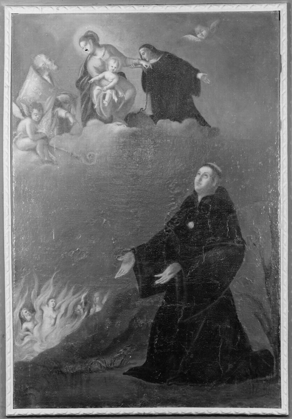 Madonna con Santi Carmelitani intercede per le anime del Purgatorio (dipinto) - ambito emiliano (sec. XVIII)