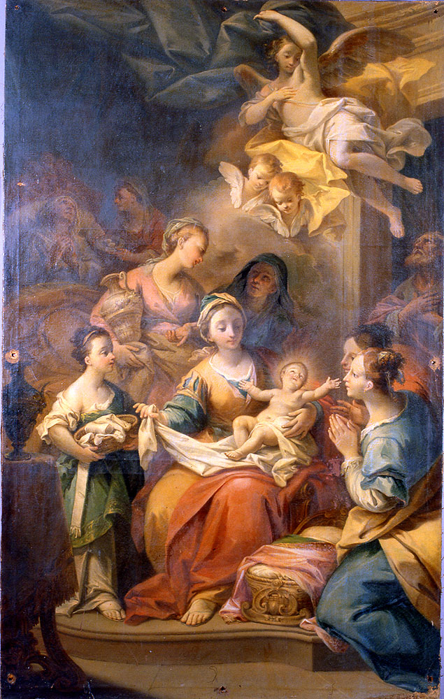 nascita di Maria Vergine (dipinto) di Bertuzzi Nicola detto Anconetano (attribuito) (sec. XVIII)