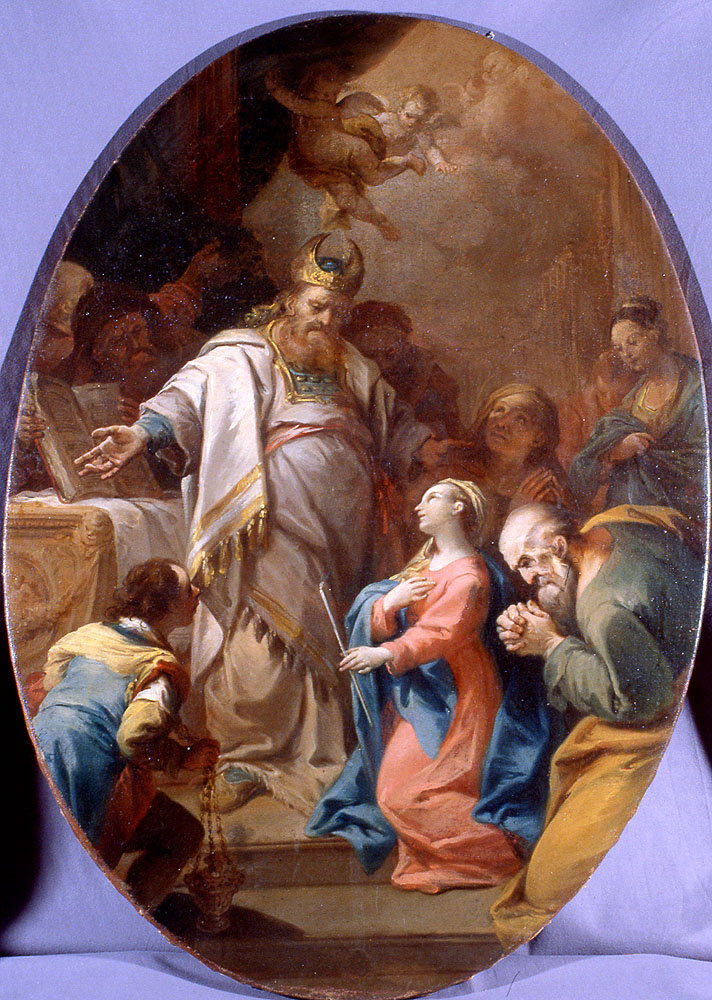 presentazione di Maria Vergine al tempio (dipinto) di Bertuzzi Nicola detto Anconetano (attribuito) (sec. XVIII)