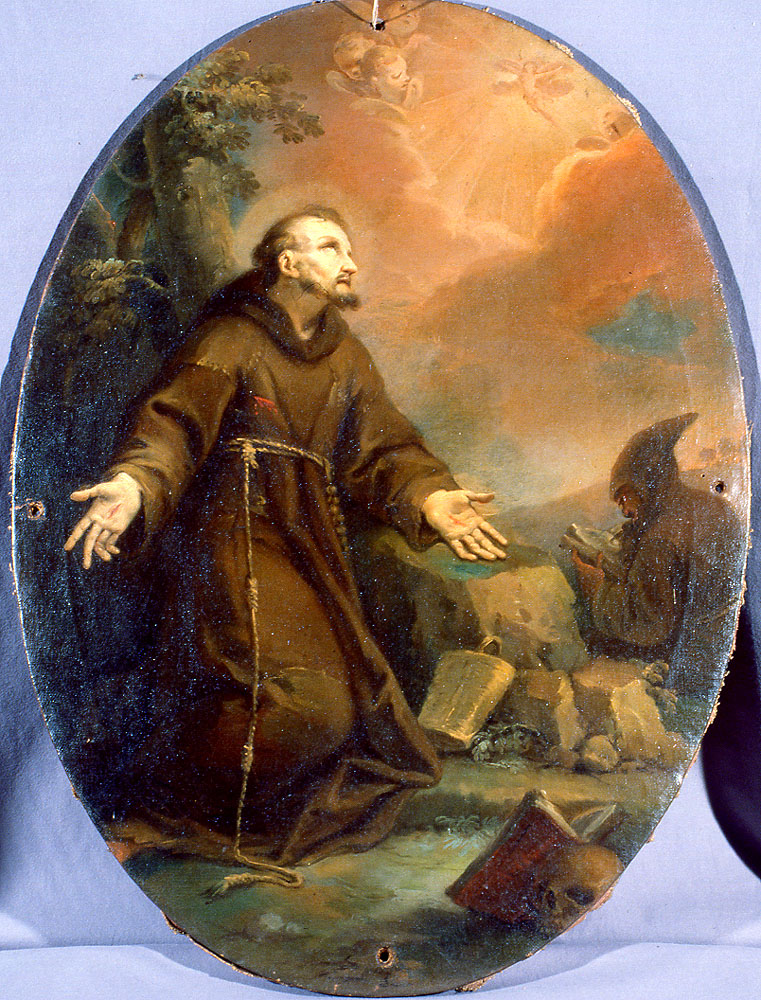 San Francesco d'Assisi riceve le stimmate (dipinto) di Bertuzzi Nicola detto Anconetano (attribuito) (sec. XVIII)