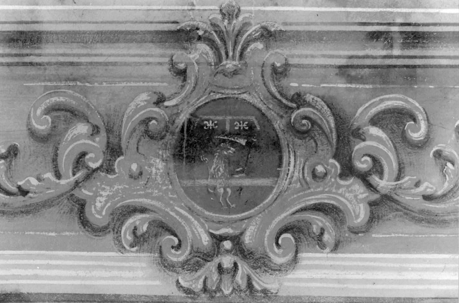 motivi vegetali stilizzati e araldici (decorazione pittorica) - ambito emiliano (sec. XIX)