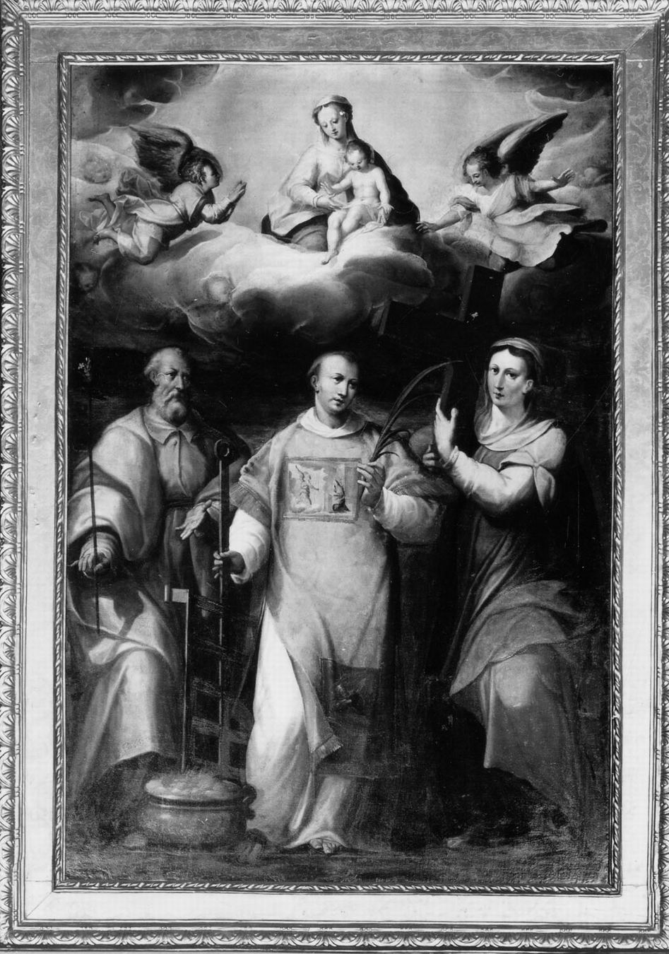 Madonna con Bambino e San Giuseppe, San Lorenzo, Sant'Elena (dipinto) di Procaccini Ercole il Vecchio (sec. XVI)