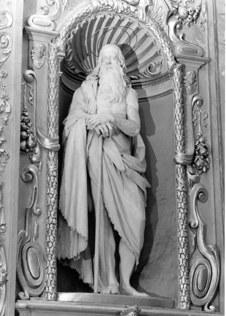 Sant'Antonio Abate (statua, elemento d'insieme) di Barbieri Giovanni Francesco detto Guercino (attribuito), Tedeschi Giovanni detto Todeschino (sec. XVII)