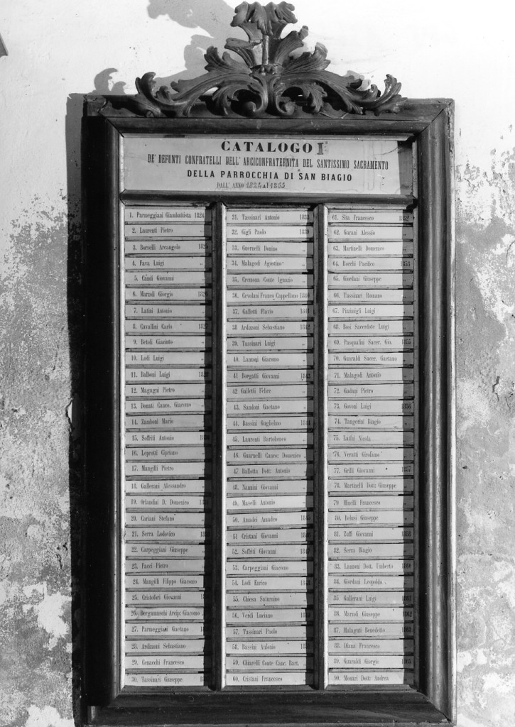 tabella di confraternita, serie - manifattura emiliana (sec. XIX)