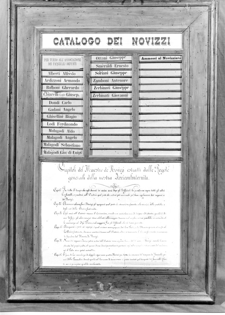 tabella di confraternita, serie - manifattura emiliana (sec. XIX)