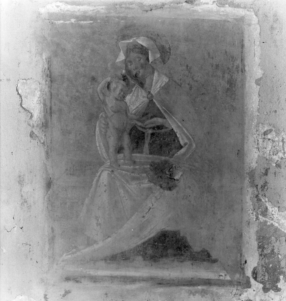 Madonna con Bambino (dipinto, elemento d'insieme) - ambito emiliano (secc. XV/ XVI)