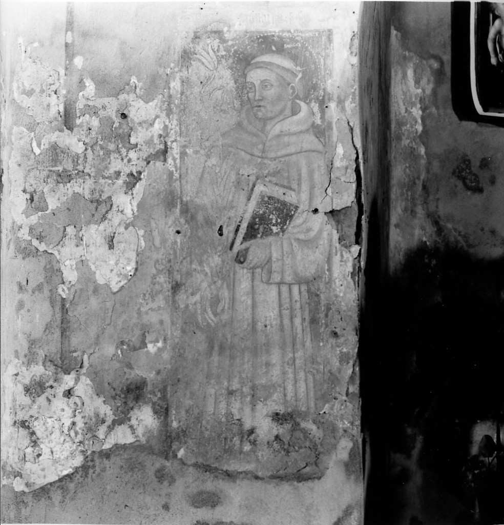 Sant'Antonio da Padova (dipinto, elemento d'insieme) - ambito emiliano (secc. XV/ XVI)