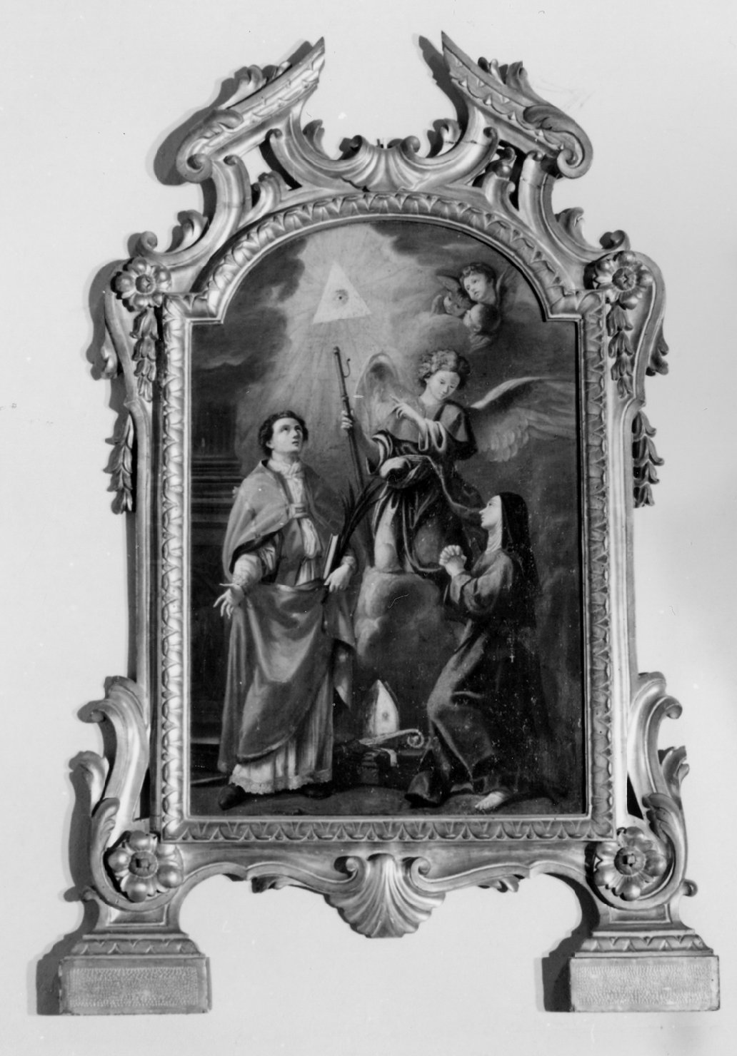Sant'Emidio, Santa Teresa e l'arcangelo Raffaele (dipinto, opera isolata) di Baldi Giovan Battista (fine sec. XIX)