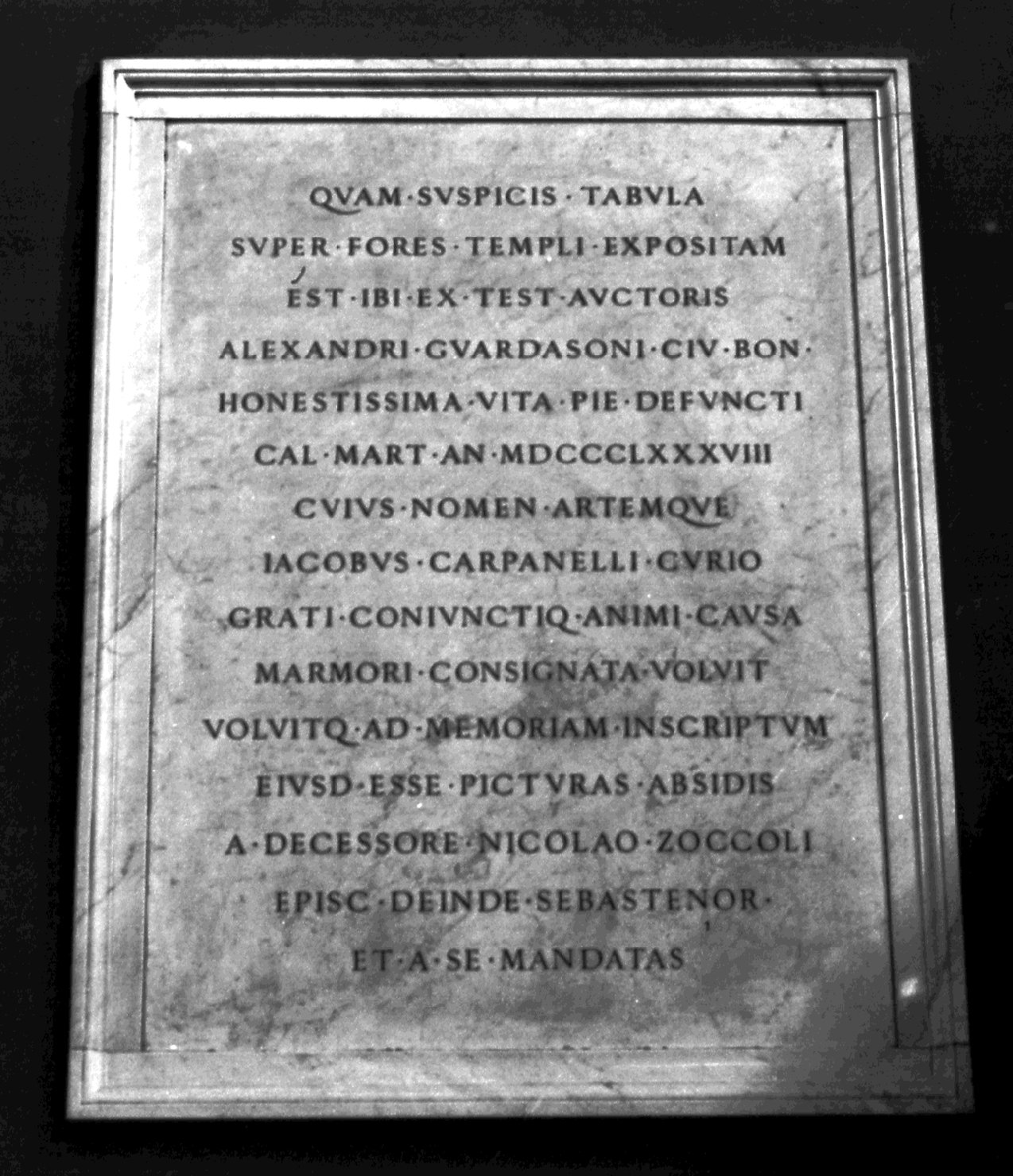 lapide commemorativa, opera isolata - bottega bolognese (ultimo quarto sec. XIX)