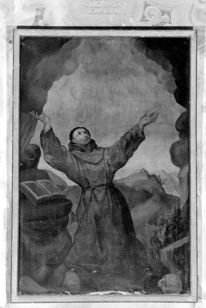 San Francesco d'Assisi riceve le stimmate (dipinto) - ambito emiliano (prima metà sec. XVII)