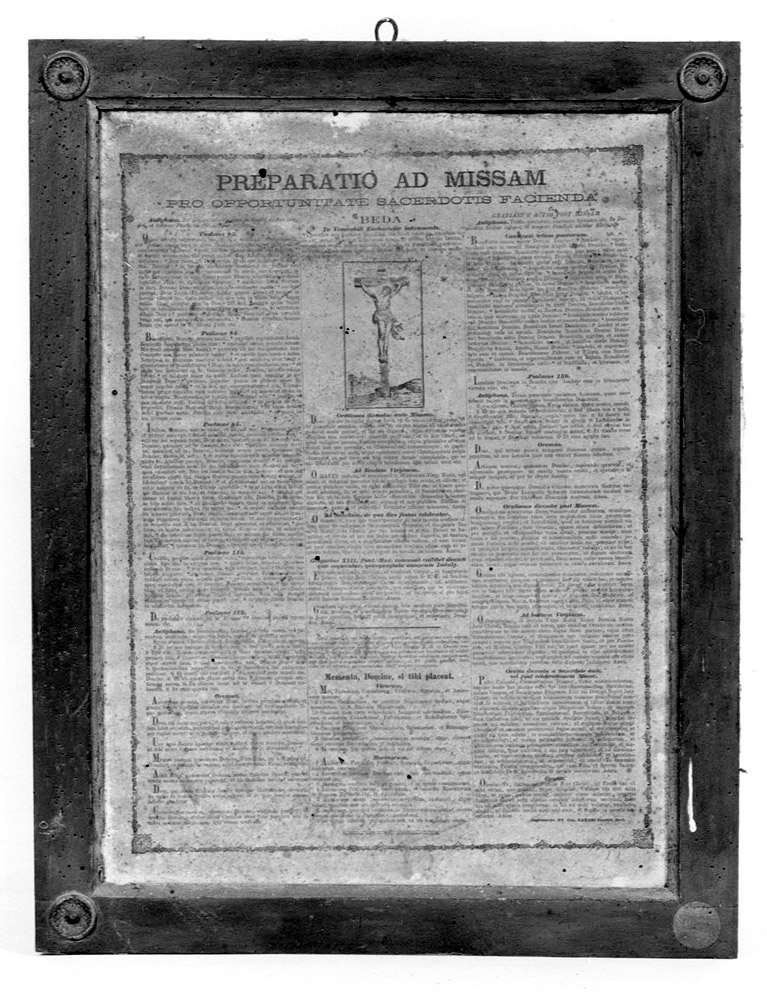disposizioni per i Sacerdoti che si apprestano ad officiare la Messa (incisione) - produzione emiliana (sec. XIX)