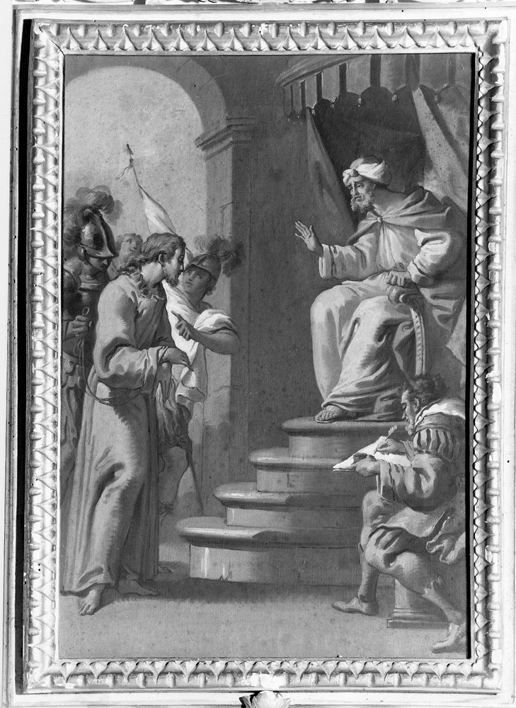 stazione I: Gesù condannato a morte (dipinto, elemento d'insieme) di Gandolfi Mauro (sec. XVIII)