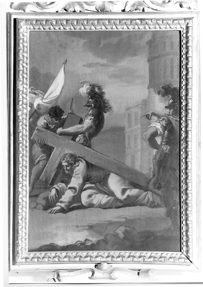 stazione III: Gesù cade sotto la croce la prima volta (dipinto, elemento d'insieme) di Gandolfi Mauro (sec. XVIII)
