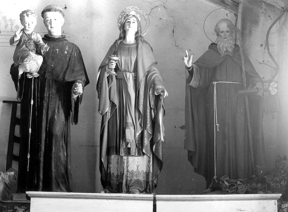 Sant'Antonio da Padova, Santa Lucia, Sant'Antonio Abate (statua, insieme) - manifattura emiliana (secc. XIX/ XX)